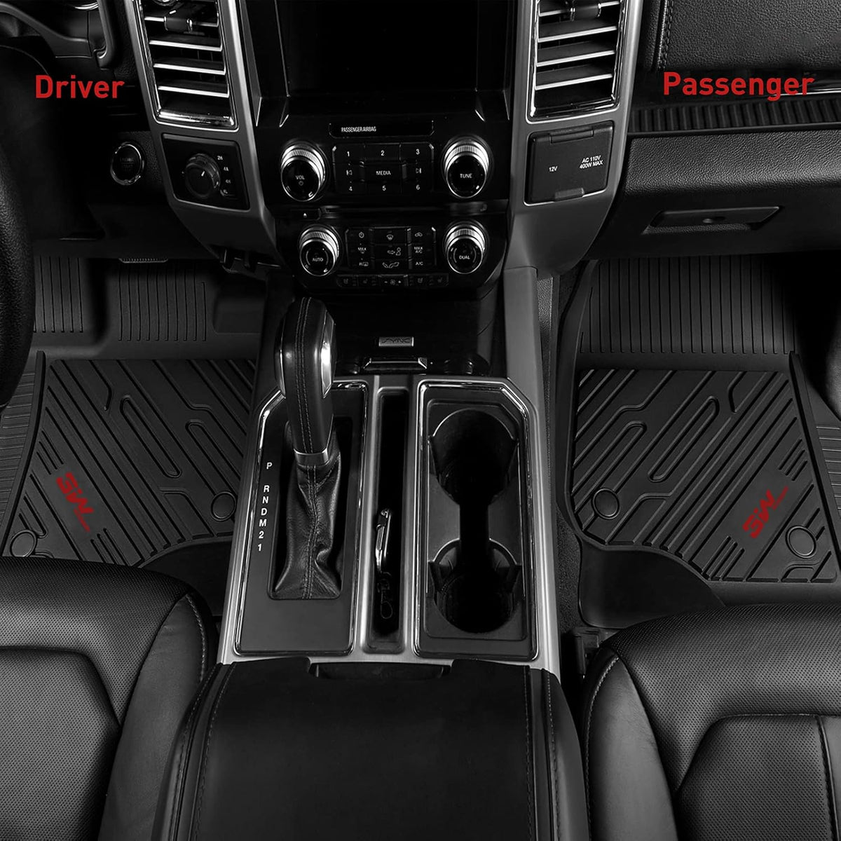 Black TPE All Weather Custom Fit Floor Mats for Ford Ranger Supercrew Cab 1st & 2nd Row Full Set Z645