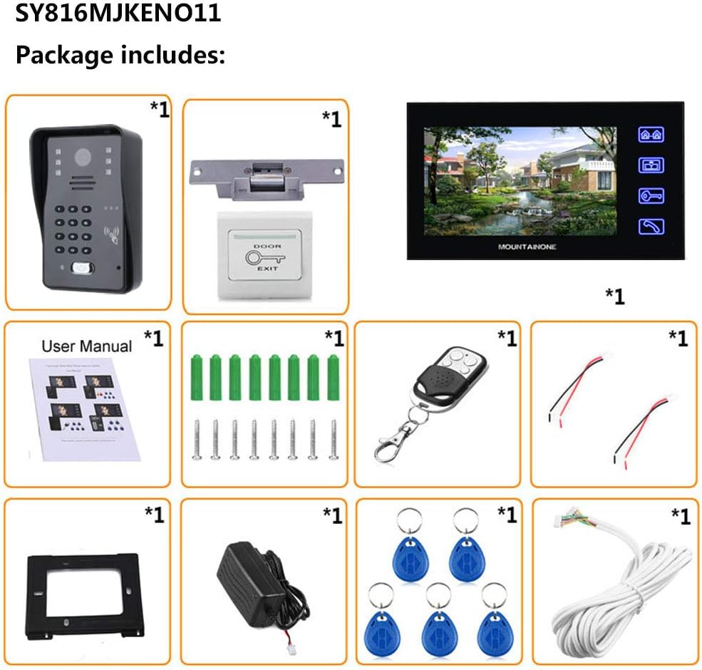 Touch Key 7 Lcd RFID Password Video Door Phone Intercom System Kit with Electric Strike Lock Z864734