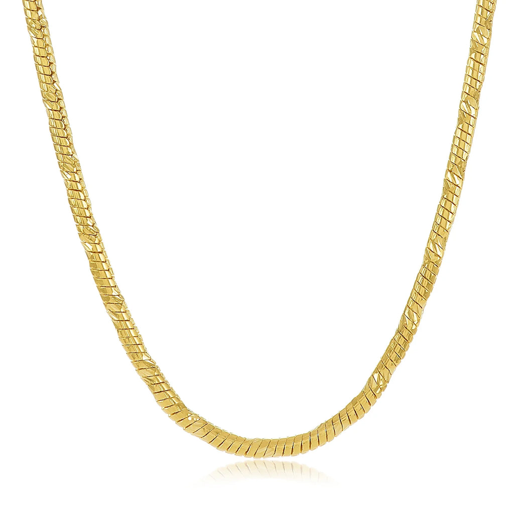 14k Yellow Gold Plated Snake Choker Chain Necklace, 16 inches H7968
