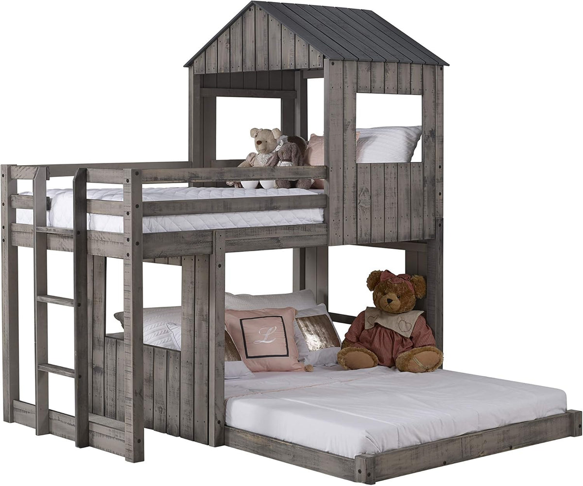 Rustic Dirty Grey Twin over Full Loft Bunkbed C26761