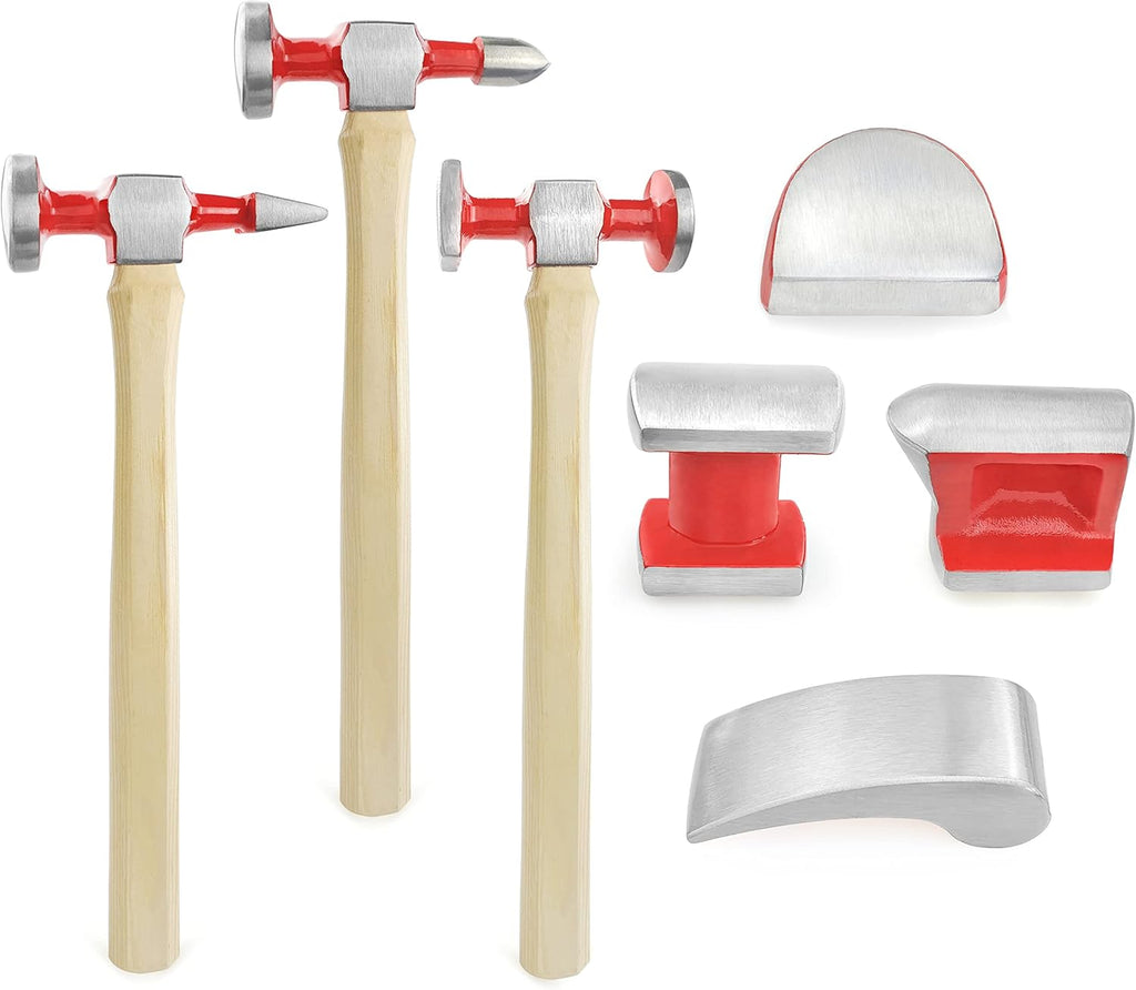 7-Piece Auto Body Repair Kit with Carbon Steel Hammer Heads and Dollies A86478