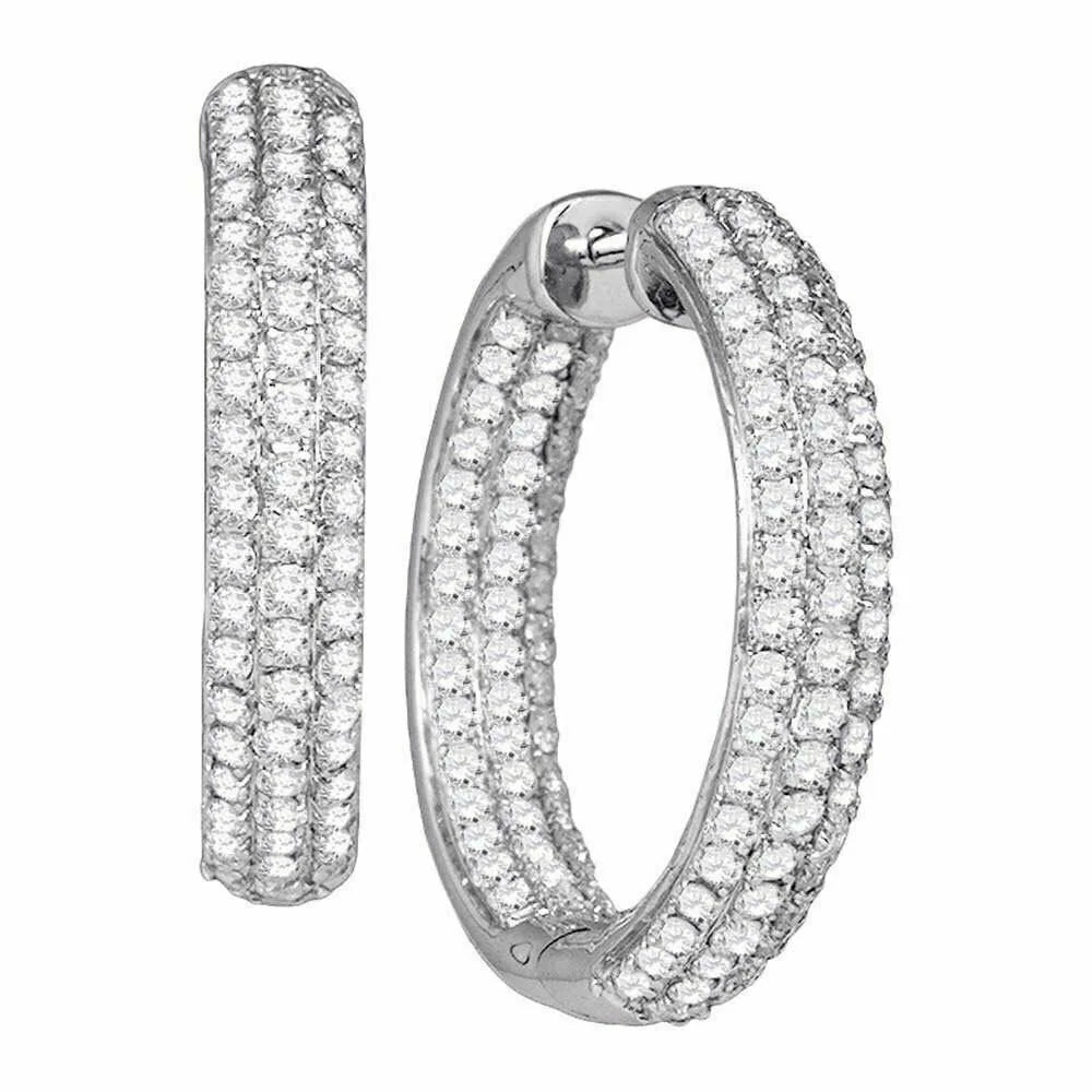 14K White Gold Round Hoop Earring Y205