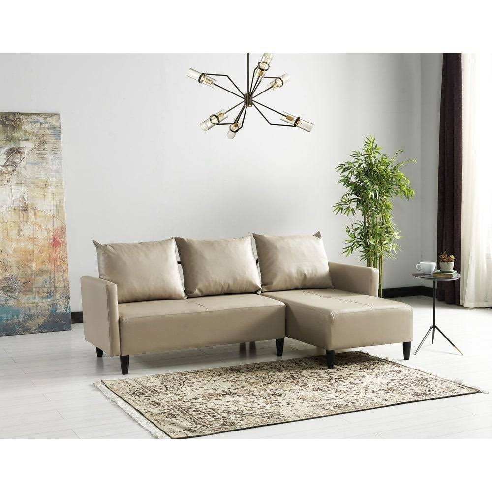 Contemporary Faux Leather Reversible Sectional S4715