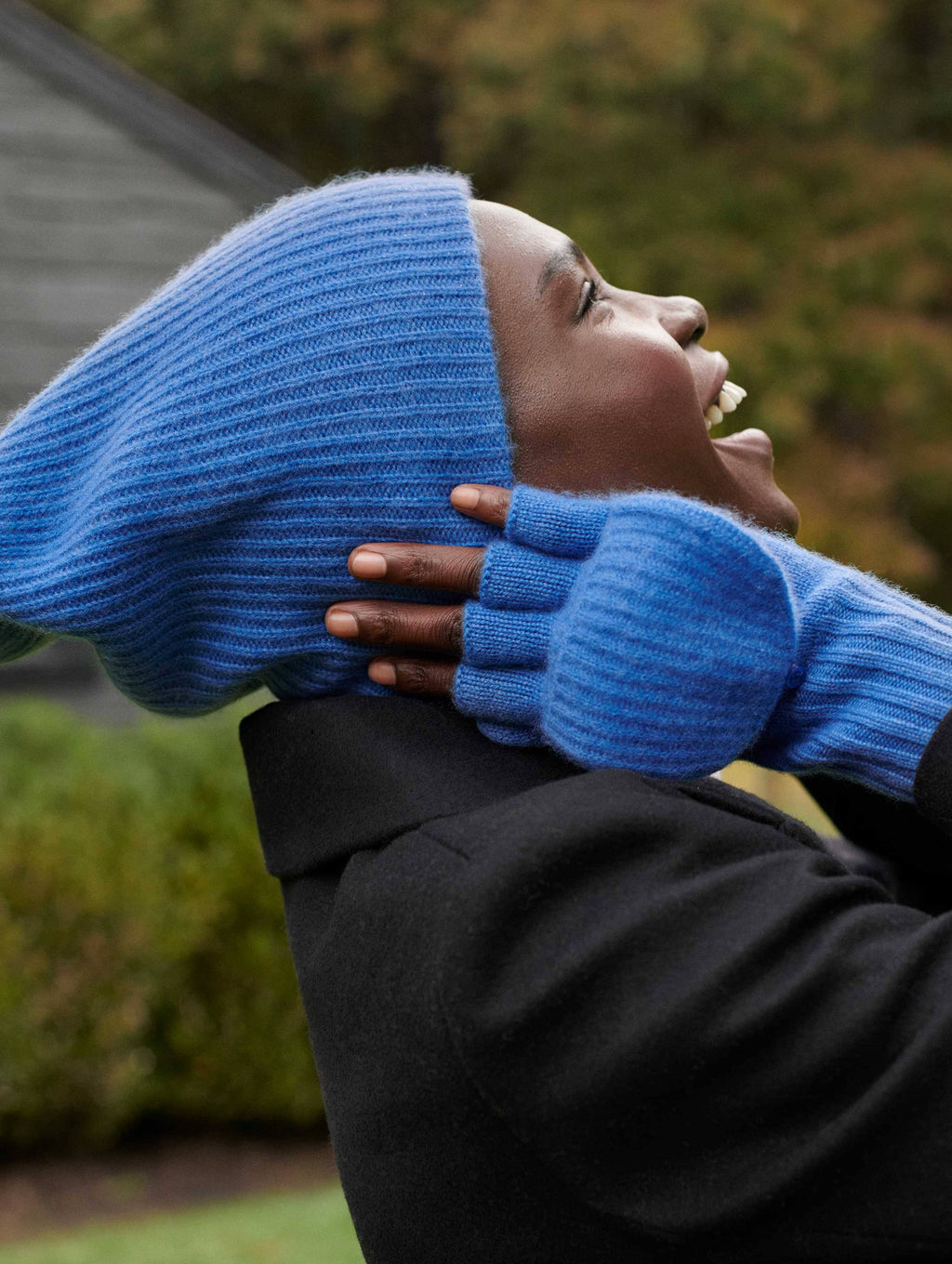 Celestial Blue Cashmere Rib Beanie X693