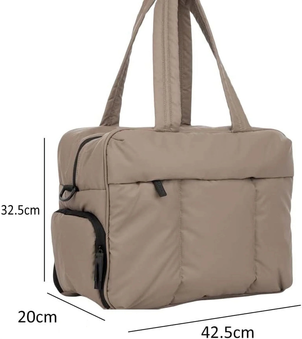 Quilted Nylon Weekender Duffel Bag with Shoe Compartment V14784