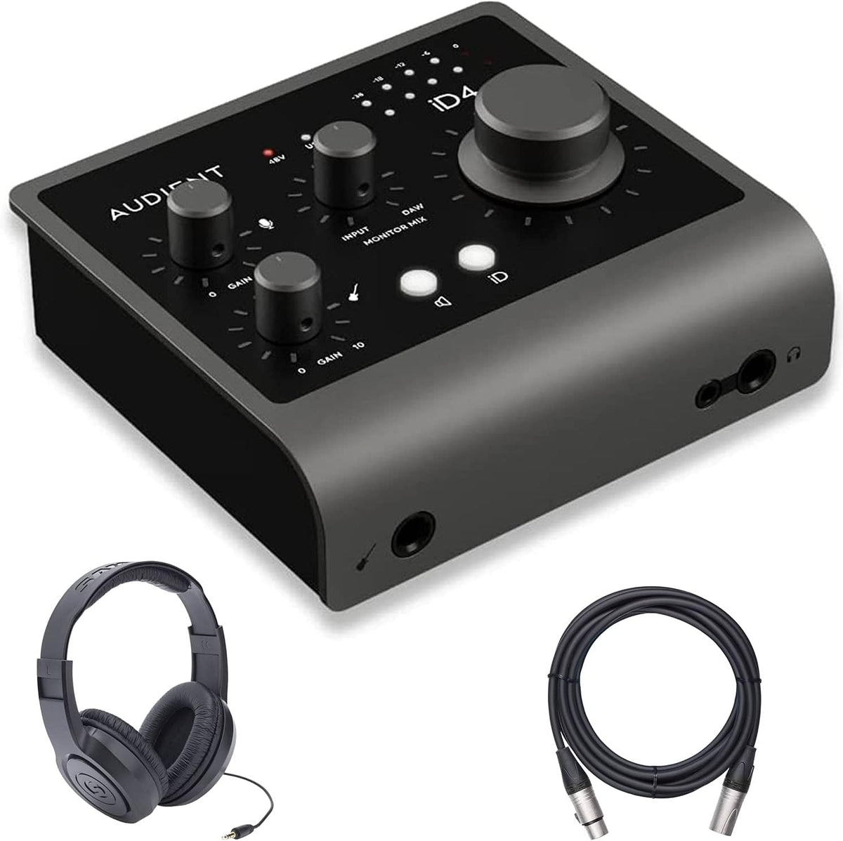 USB-C Audio Interface with Over-Ear Stereo Headphones and XLR Mic Cable S65040