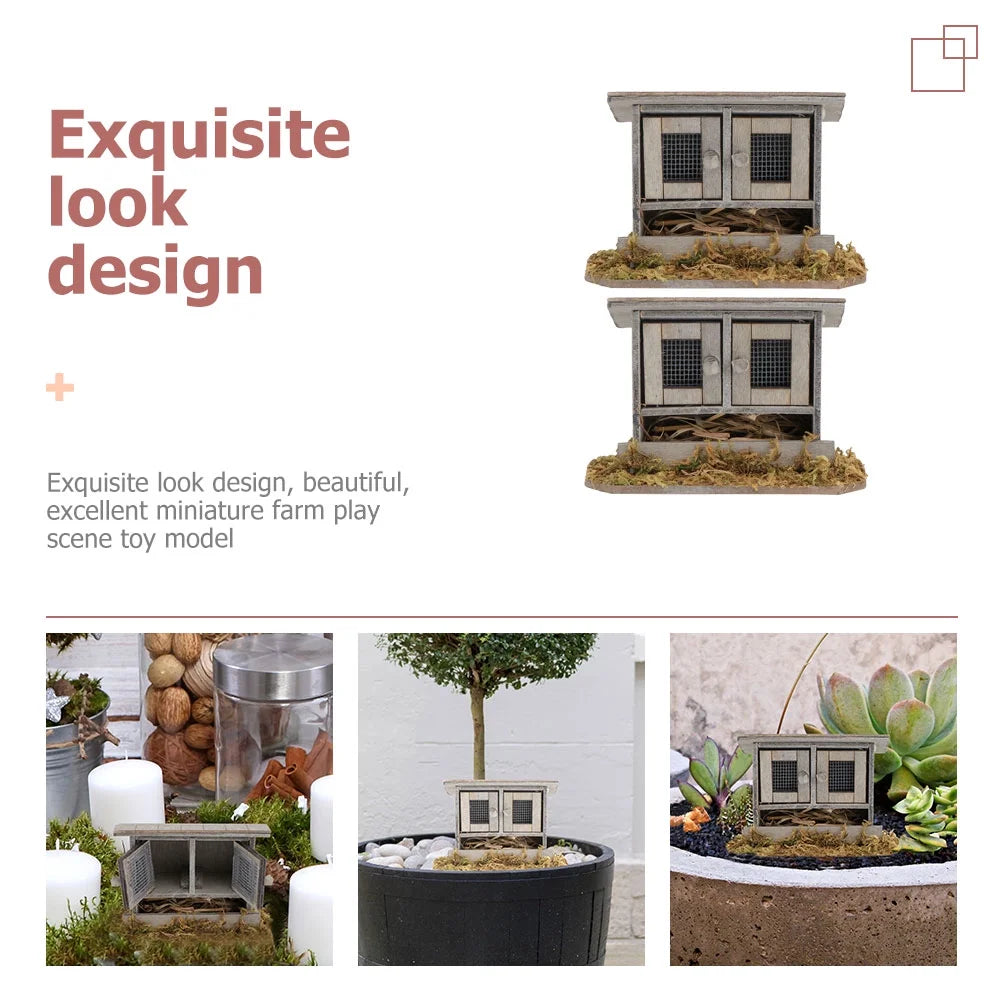 Wooden Dollhouse Miniature Chicken Coop Decor P37706