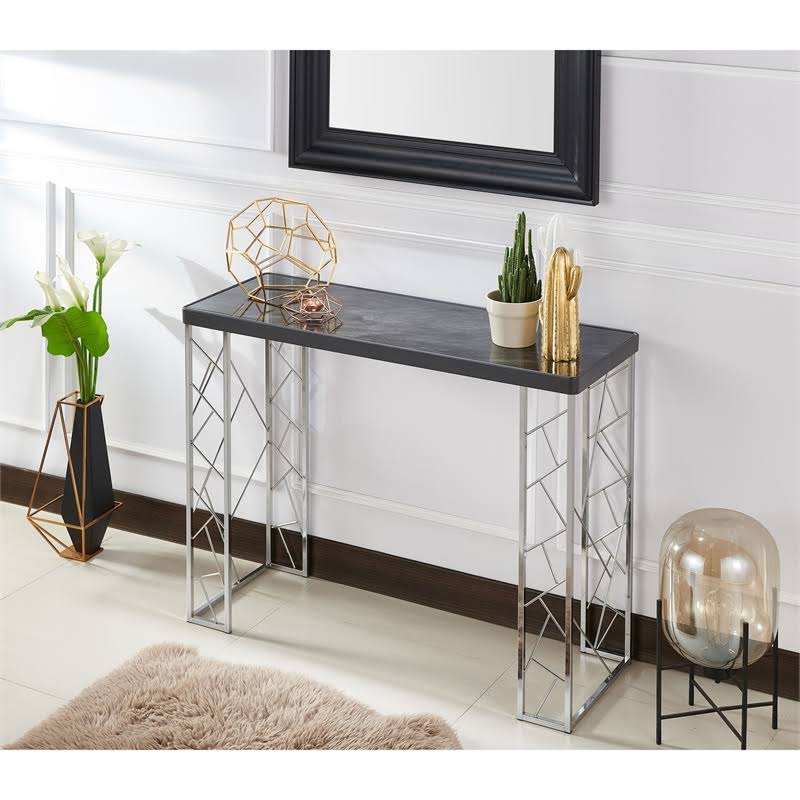 Metal Console Table in Black and Chrome M5789
