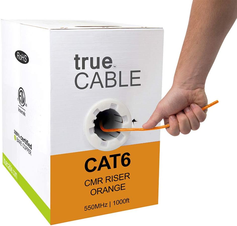 Cat6 Riser Bulk Ethernet Cable, 1000ft, Blue, 23AWG 4 Pair Solid Bare Copper, UTP N842