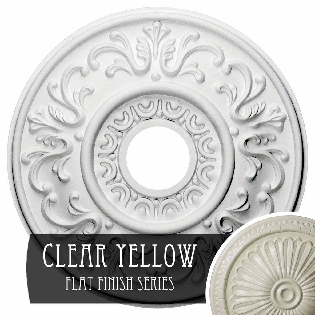 18x22OD x 3 1/2x22ID x 1x22P Hand-Painted Clear Yellow Ceiling Medallion Q29248