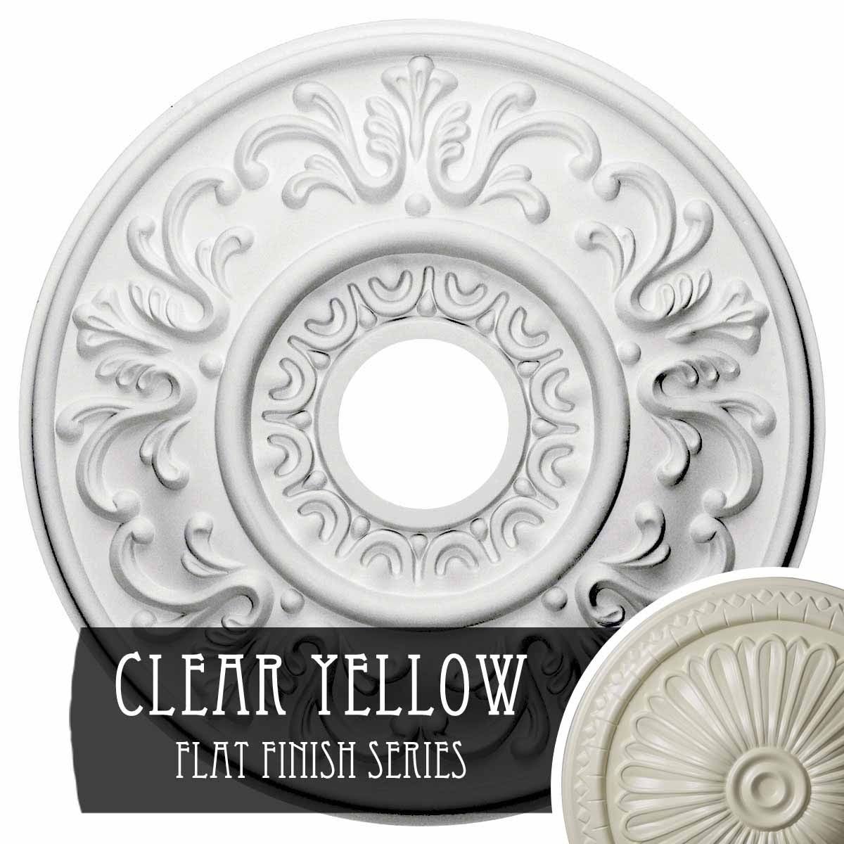 18x22OD x 3 1/2x22ID x 1x22P Hand-Painted Clear Yellow Ceiling Medallion Q29248