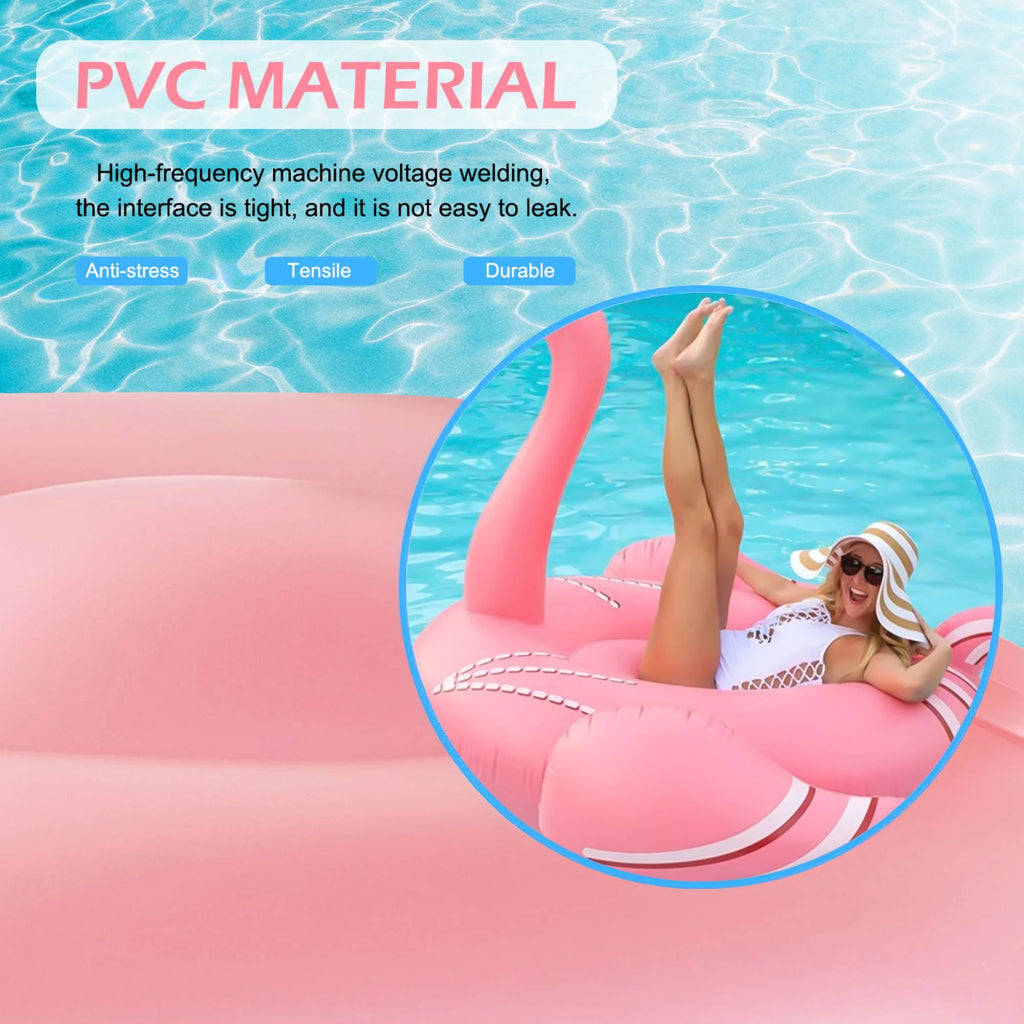 Pink Inflatable Flamingo Swimming Pool Floating Raft H495958