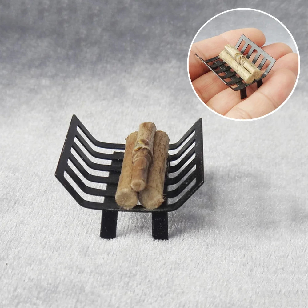 1/12 Metal Rack with Firewood Doll House Furniture Y311358