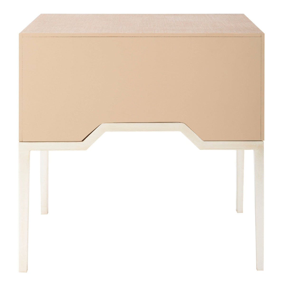 Beige/Silver 2 Drawer Faux Raffia Nightstand H740