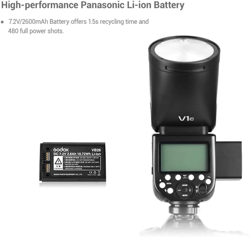 76Ws TTL Flash with AK-R1 Pocket Flash Light Accessories Kit, 5600±200k, 480 Full Power Shots, 1.5 sec. Recycle Time, Rechargeable 7.2V 2600mAh Li-ion Battery R1582