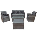 Gray PE Wicker Patio Sofa Set with Glass Table S3937