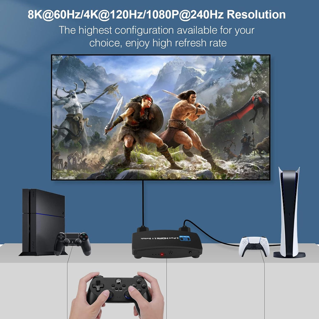 HDMI 2.1 Switch 3 in 1 Out with Remote Control Pack of 2 U94232