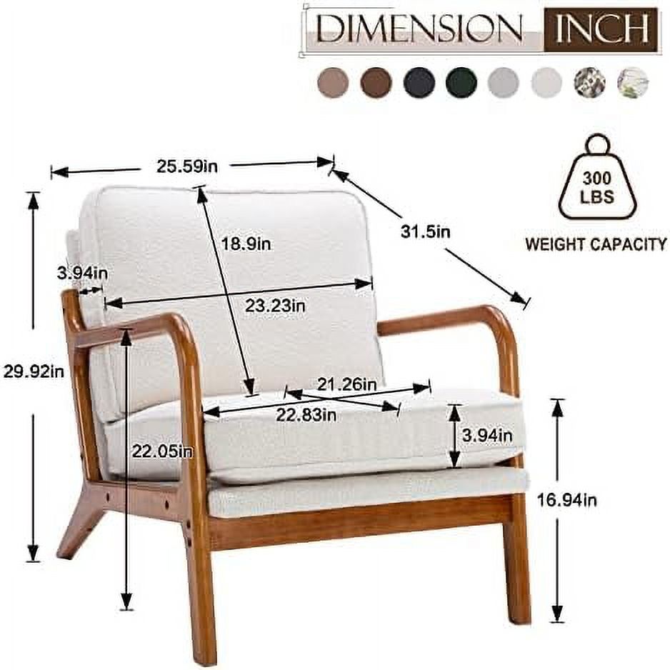Upholstered PU Leather Accent Chair with Thicken Cushion Wooden Arm Chair P5875