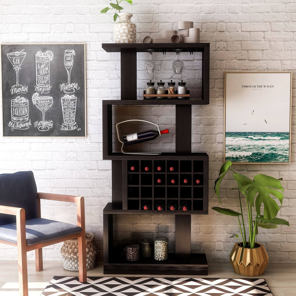 White Oak 4-Tier Bar Cabinet B1103