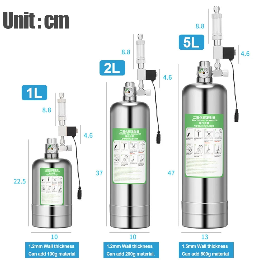 5L Stainless Steel CO2 Generator System Kit with Solenoid Valve Bubble Diffuser B296