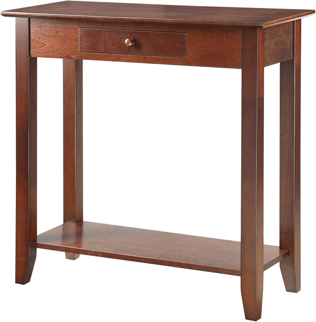 Espresso Hall Table with Drawer and Shelf W758