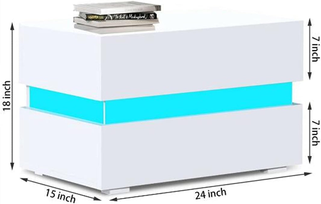 White 2 Drawer LED Nightstand L652010