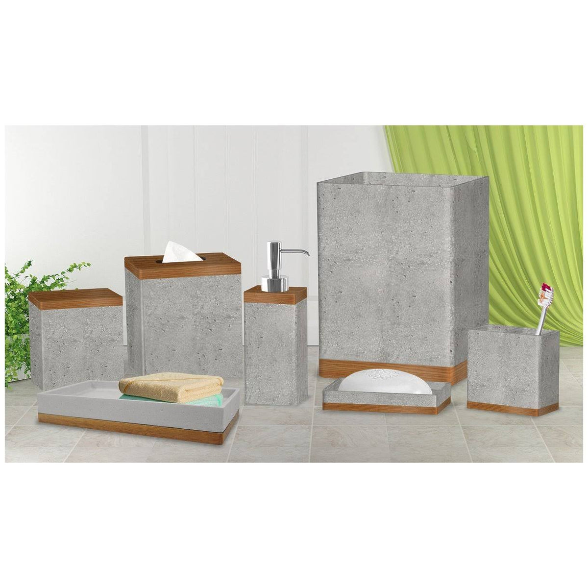 Grey Concrete 7pc Bath Set G4646