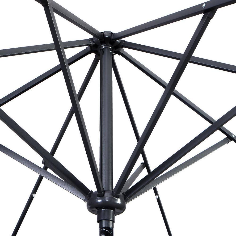 Tan Metal Patio Umbrella with Crank and LED Lights Y393215