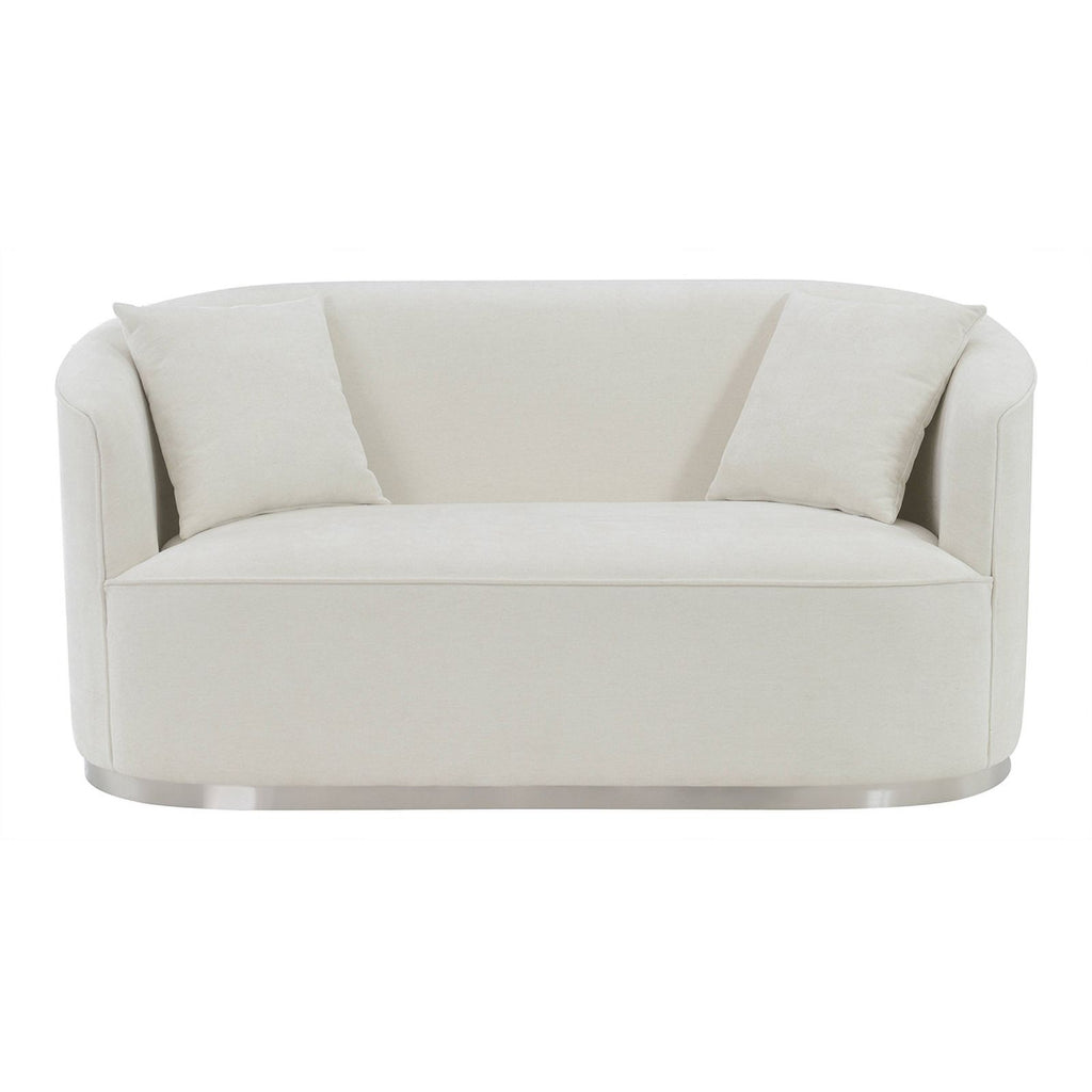 Beige Upholstered Loveseat with 2 Pillows F716103