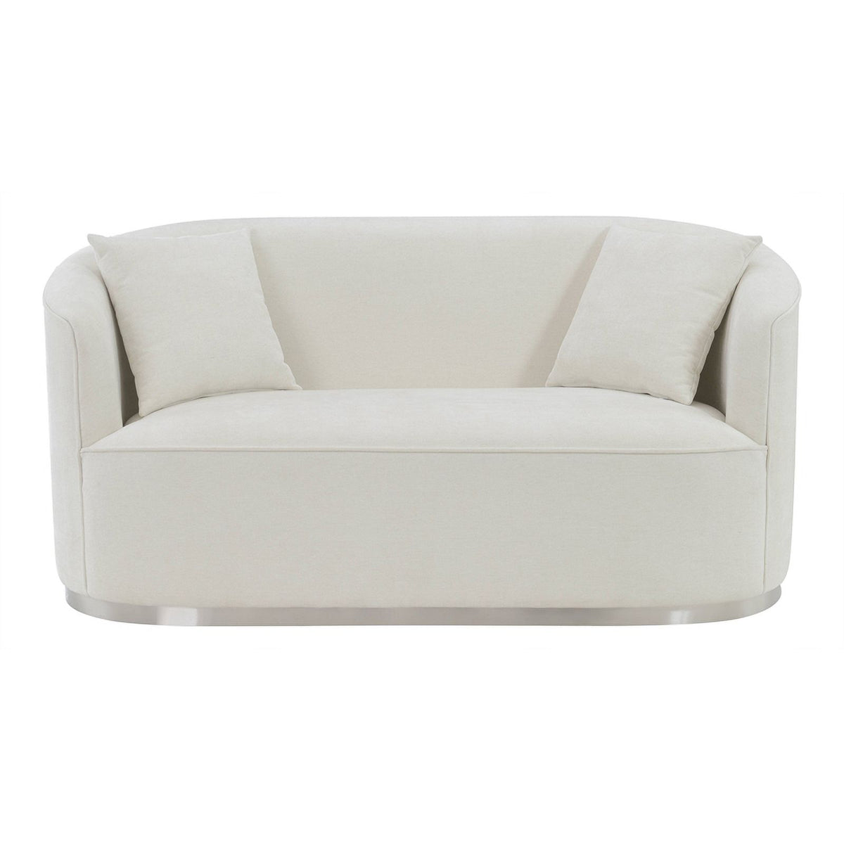 Beige Upholstered Loveseat with 2 Pillows F716103