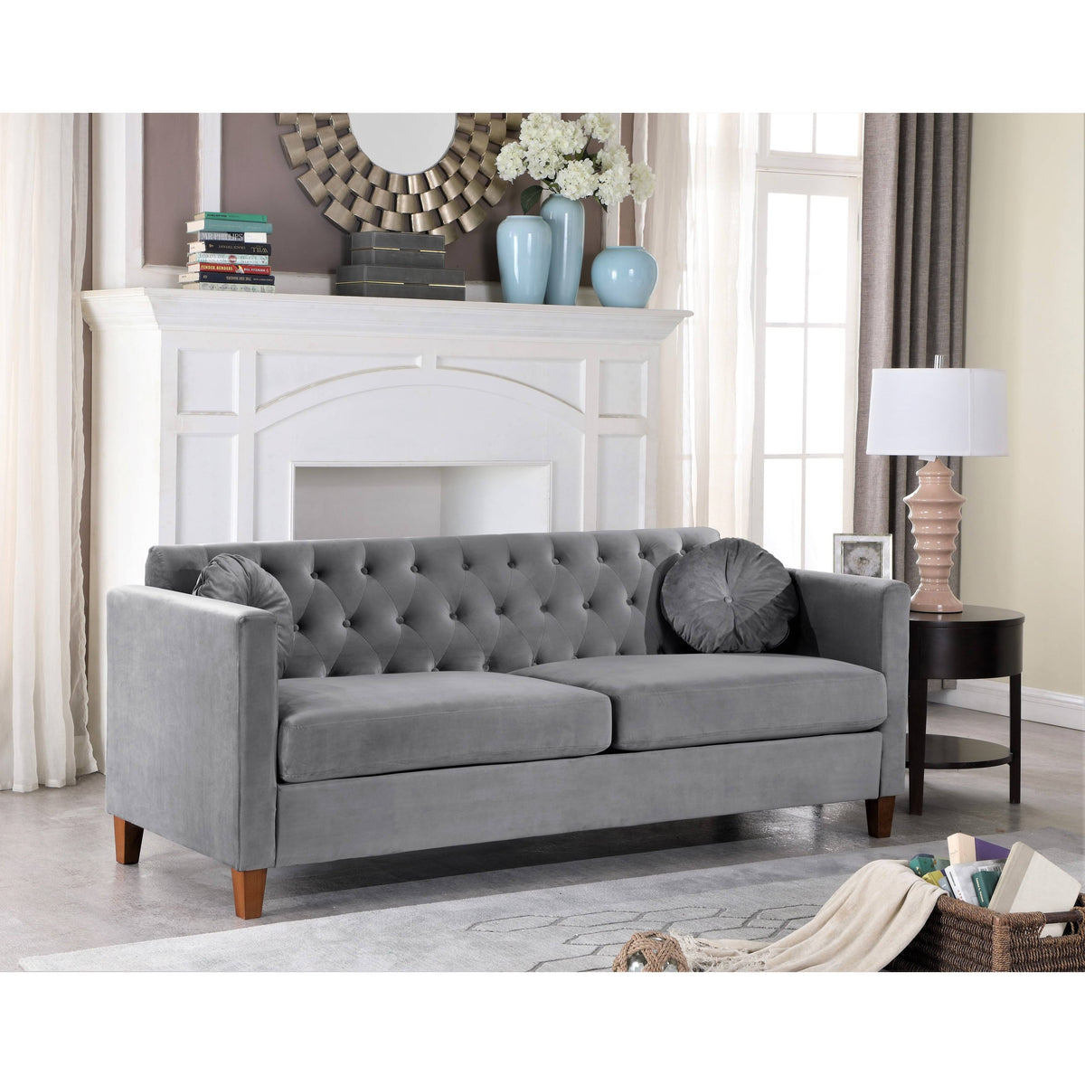 Grey Velvet Chesterfield Sofa G573