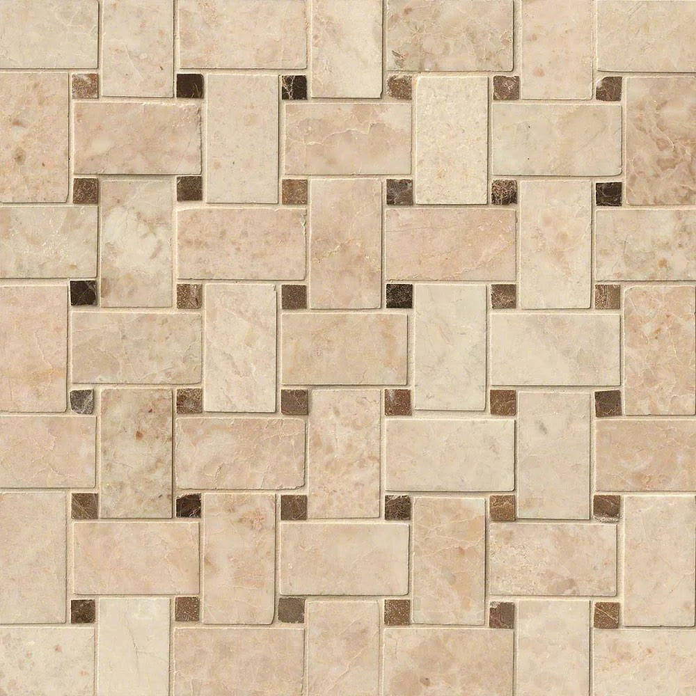 Polished Crema Cappuccino Marble Mosaic Tile O320