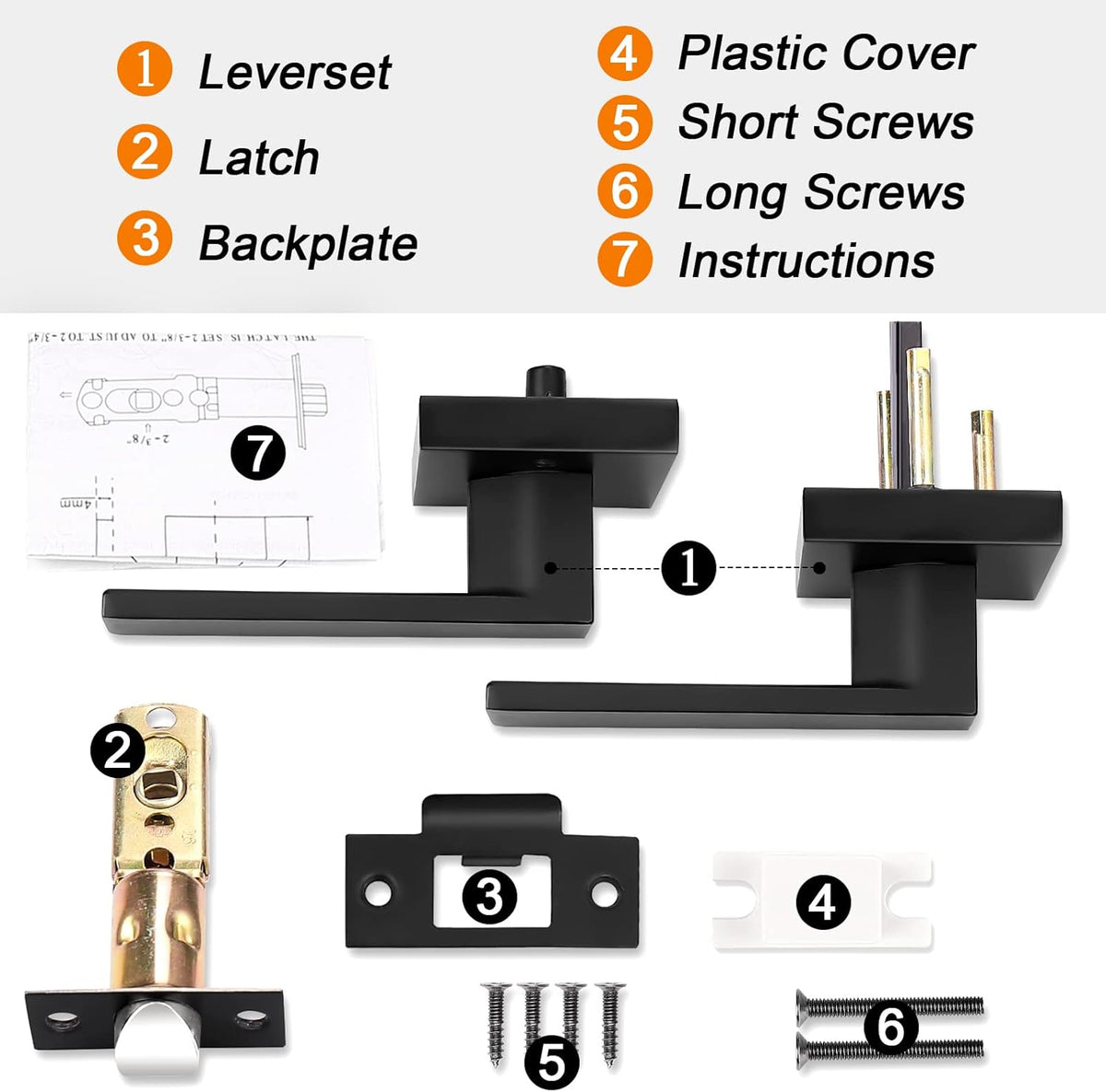 Matte Black Square Heavy Duty Passage Door Levers K514981