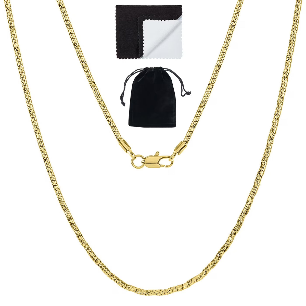 14k Yellow Gold Plated Snake Choker Chain Necklace, 16 inches H7968