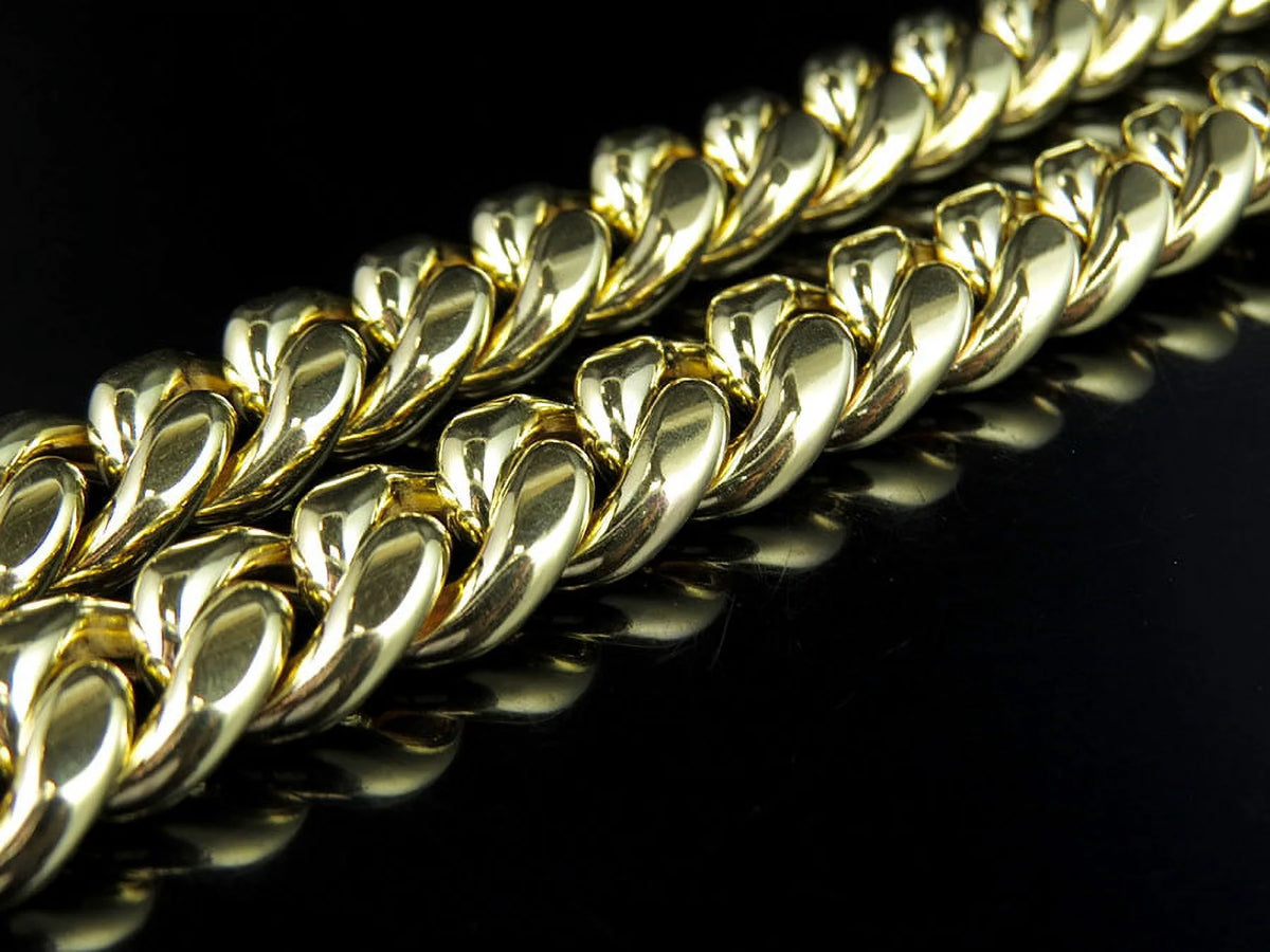 10K Yellow Gold Miami Cuban Link Chain with Box Clasp O803