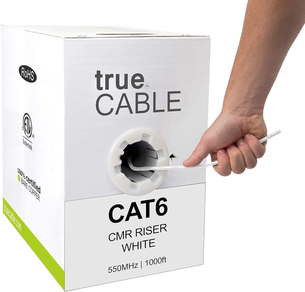 Cat6 Riser Bulk Ethernet Cable, 1000ft, Blue, 23AWG 4 Pair Solid Bare Copper, UTP N842