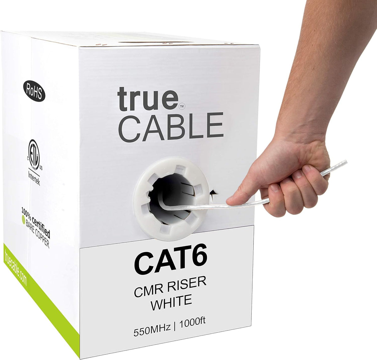 Cat6 Riser Bulk Ethernet Cable, 1000ft, Blue, 23AWG 4 Pair Solid Bare Copper, UTP N842