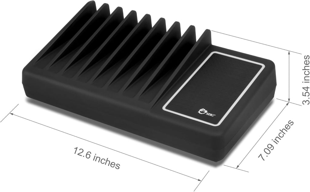 90W 10-Port USB Charging Station with Non-Slip Padded Deck and LED Ambient Light, Black, Pack of 2 L581