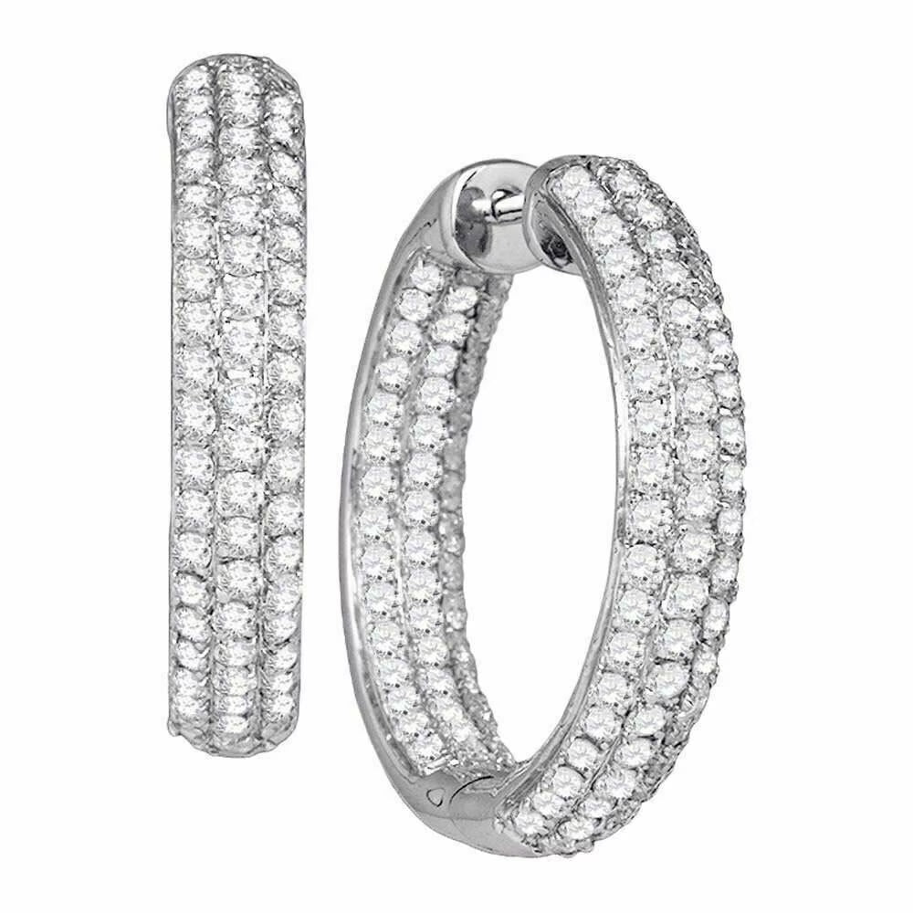 14K White Gold Round Hoop Earring Y205