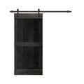 Charcoal Black Stained Wood Interior Sliding Barn Door with Hardware Kit A1516