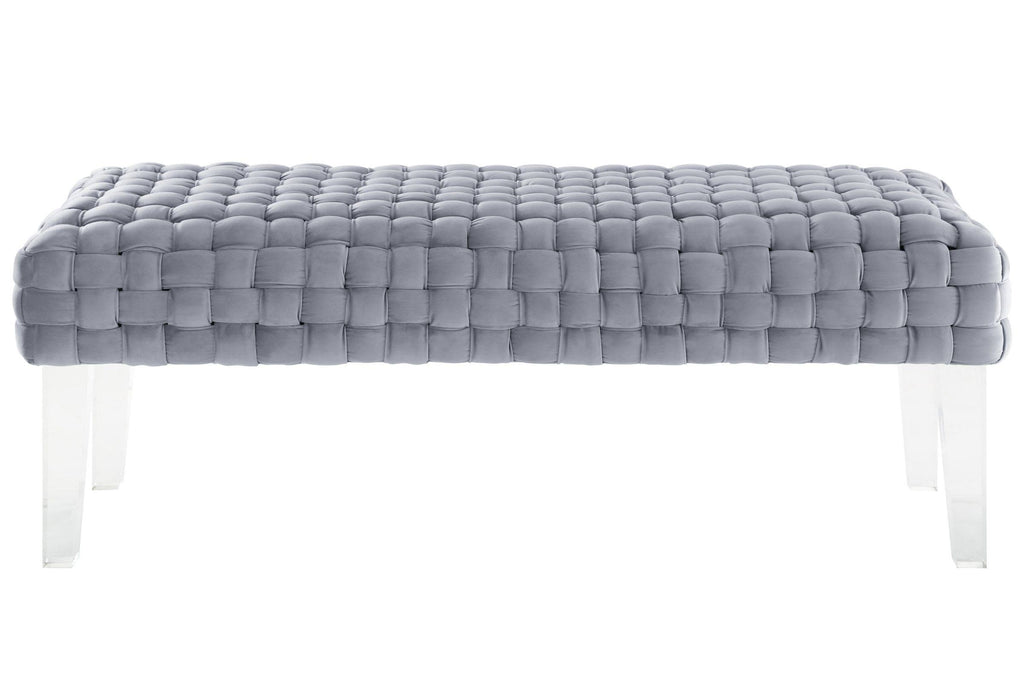 Grey Velvet Bench A6683