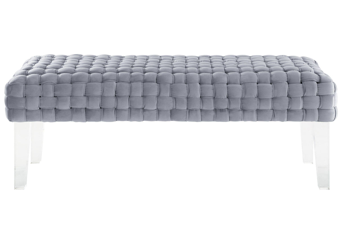 Grey Velvet Bench A6683