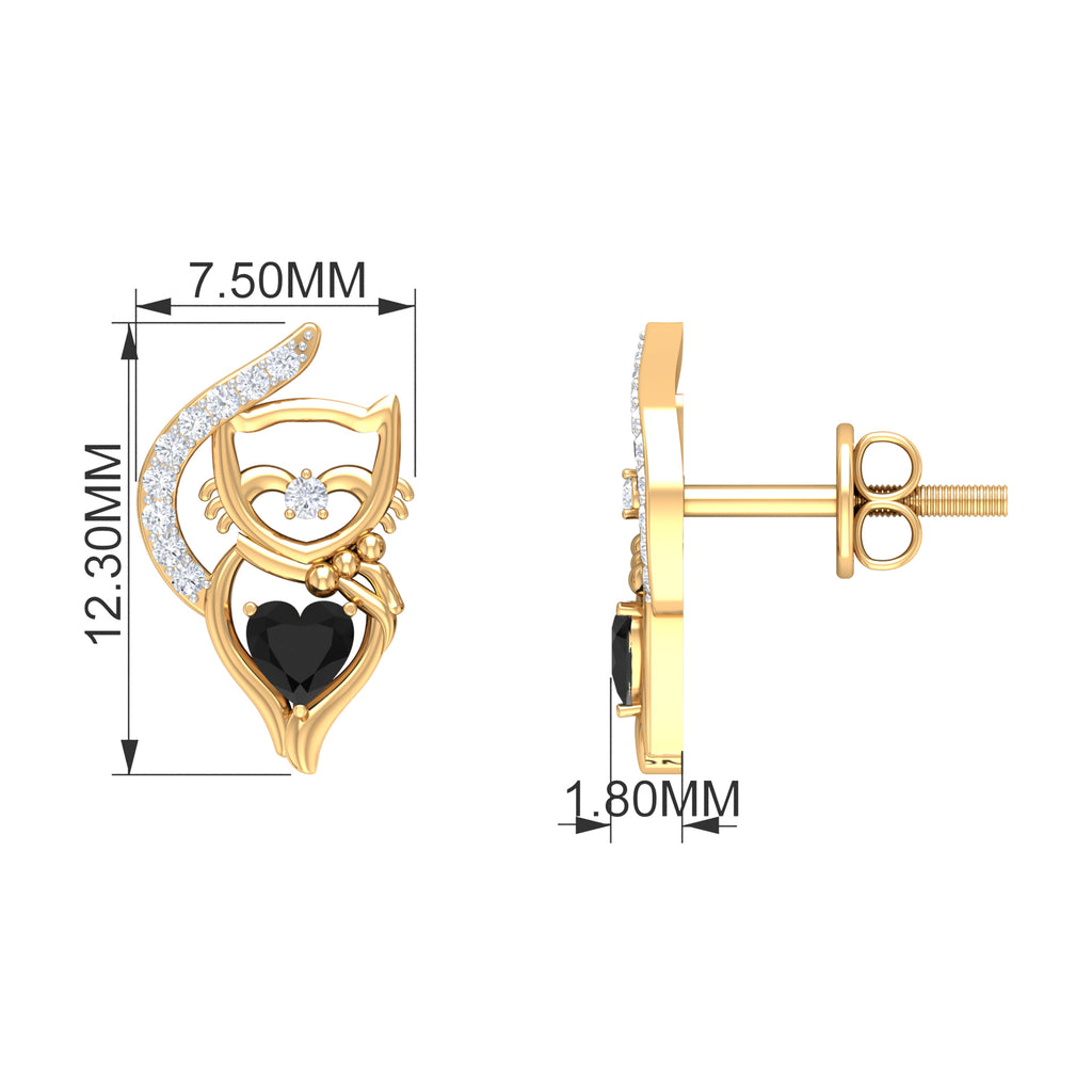Black Diamond Stud Earrings, 925 Sterling Silver G66417