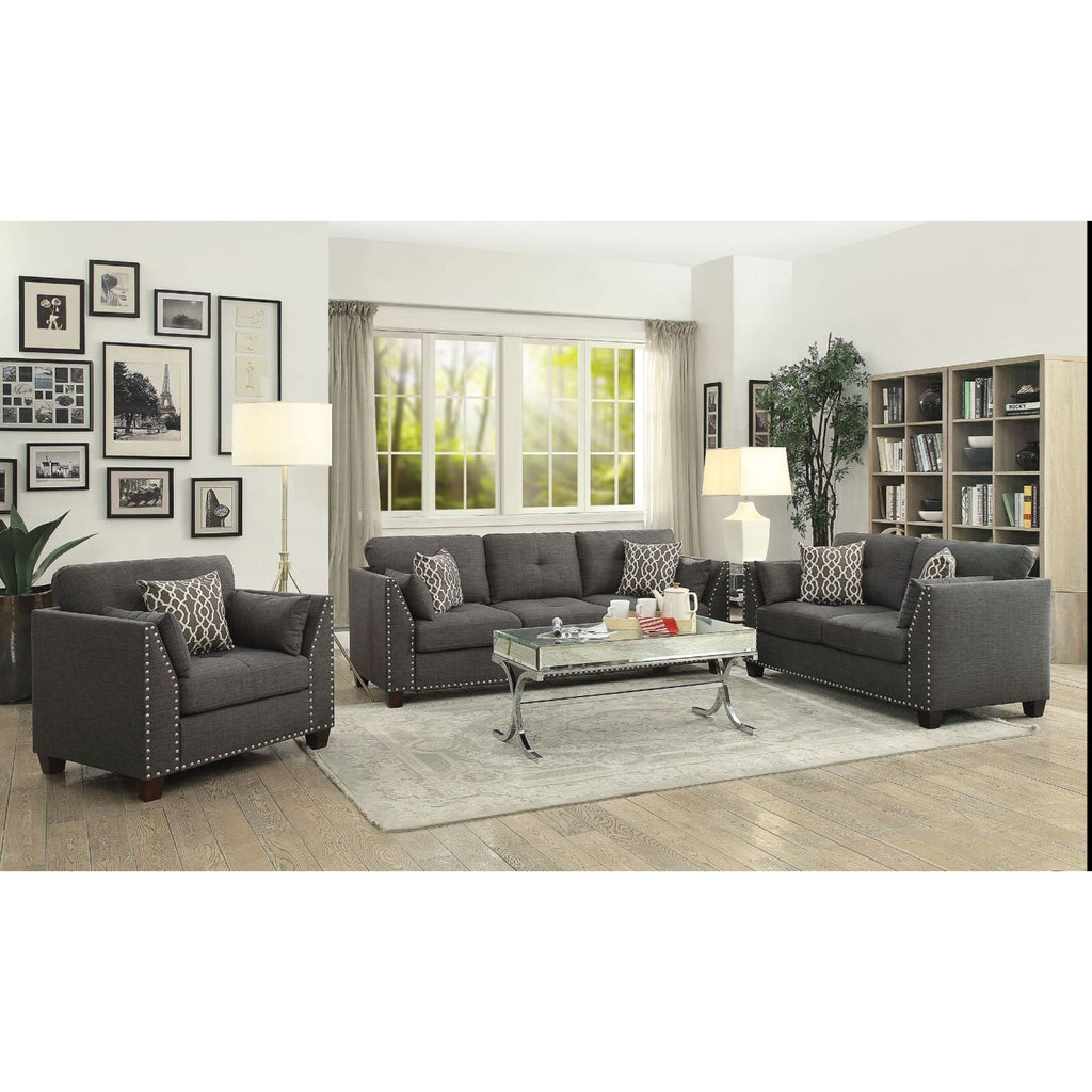 Laurissa Chair & 3 Pillows in Light Charcoal Linen I645