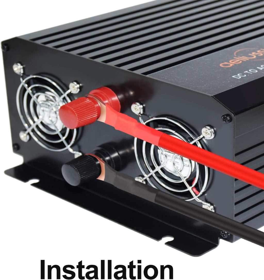 1500 Watt Pure Sine Wave Power Inverter 12V DC to AC 110V 120V with LCD Display Remote Switch F8975