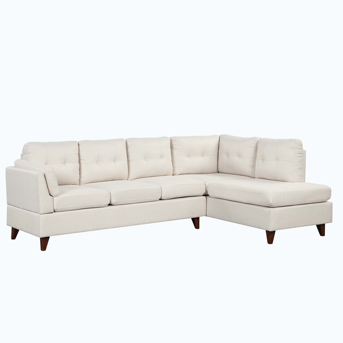Beige L-Shape Couch with Chaise Lounge E436