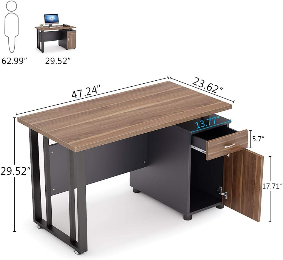 47 inch Computer Desk with Storage Drawer and Cabinet L4854