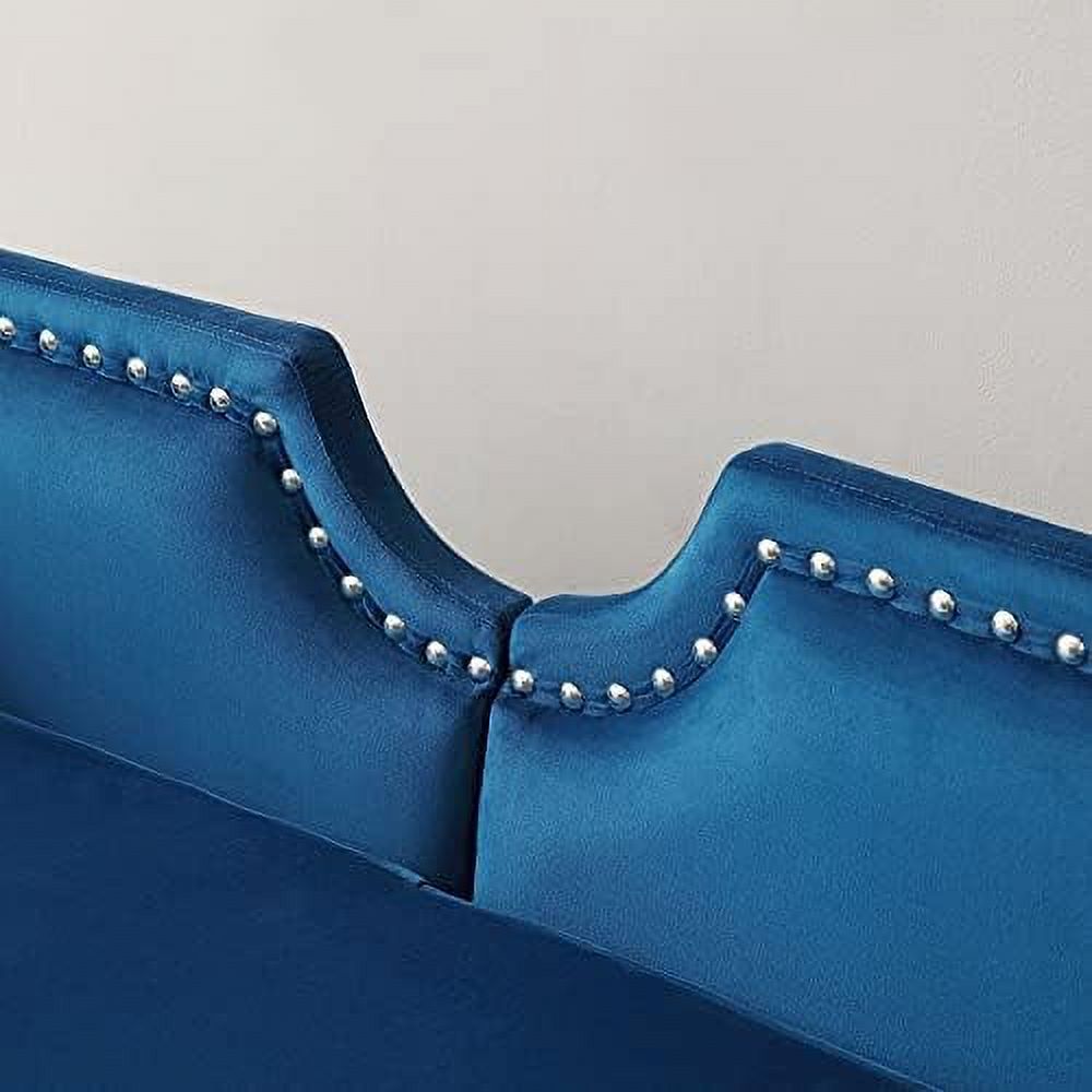 Velvet Loveseat with 2 Pillows, Nailhead Trim, Metal Legs, Removable Cushions U23616