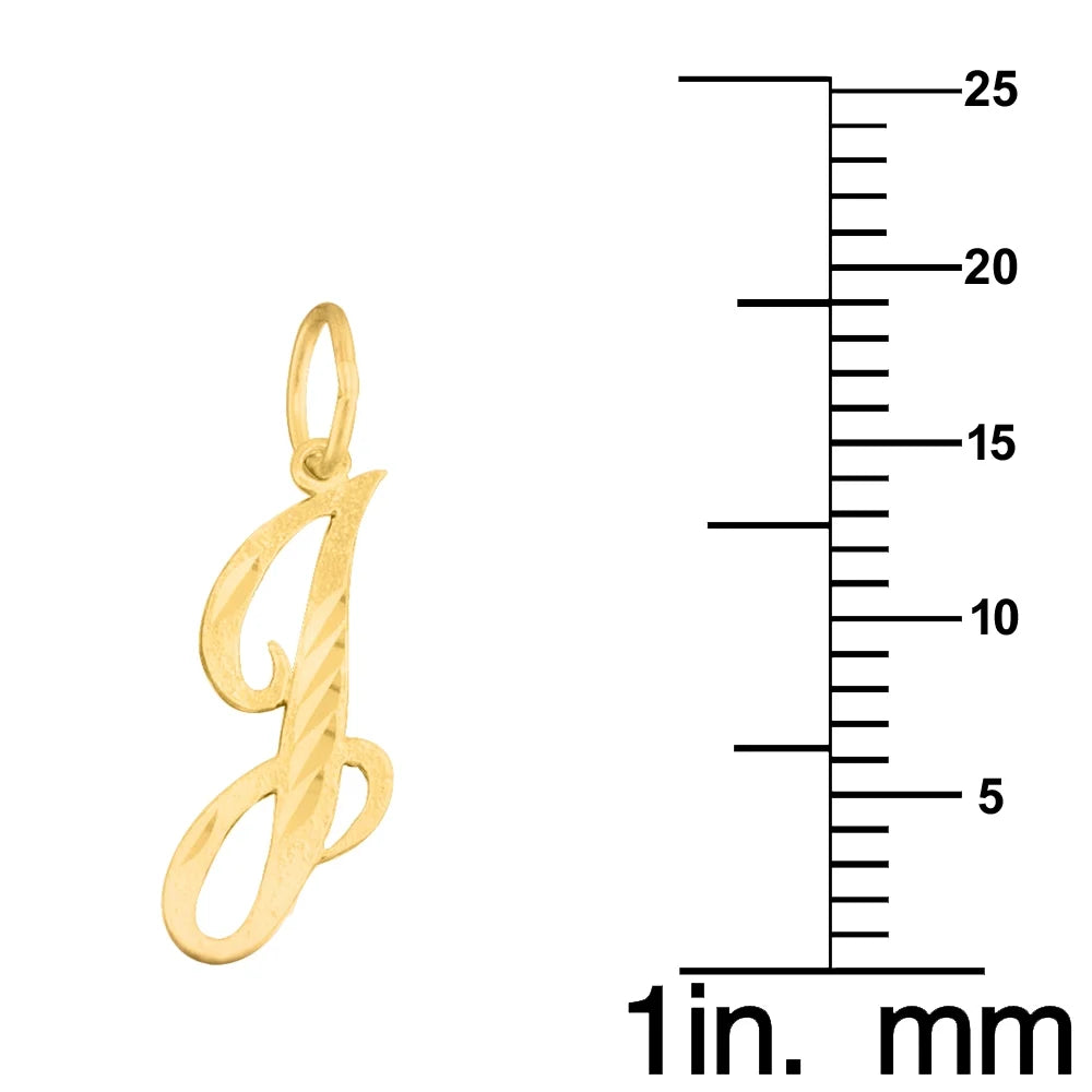 14K Yellow Gold Diamond-cut Initial 'J' Pendant Necklace with 16" Chain C3650
