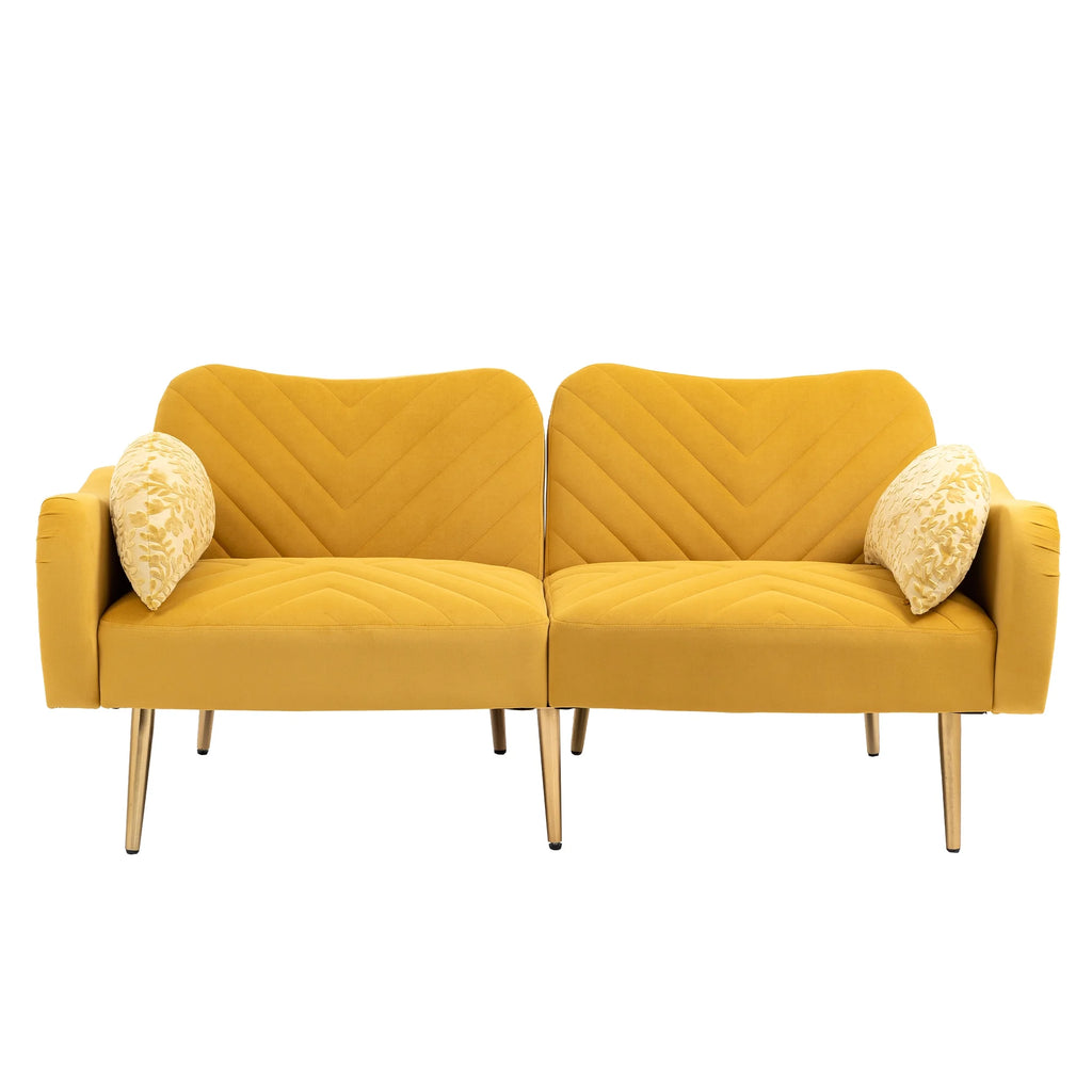 Velvet Love Seats Sofa with 2 Bolster Pillows Z346388